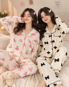 Korean Aesthetic Floral Cotton Night Suit Set for Women