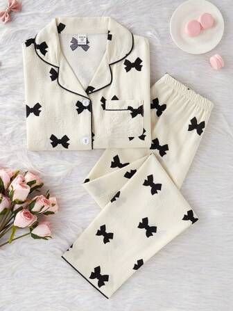 Korean Aesthetic Floral Cotton Night Suit Set for Women
