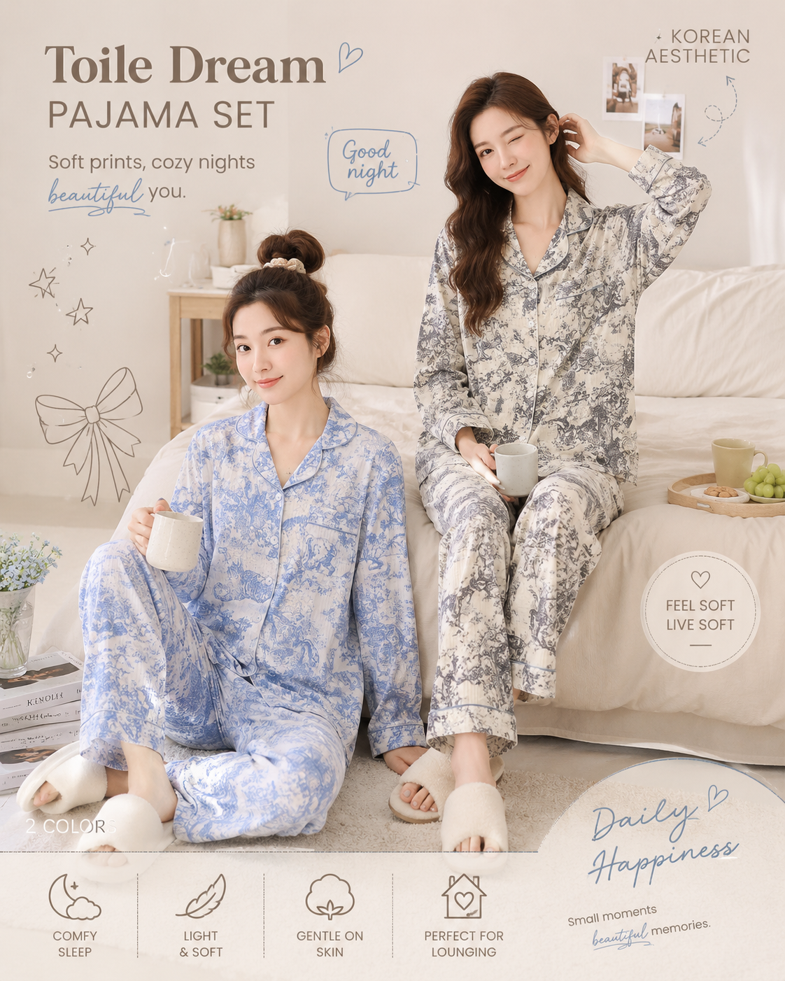 Stylish Korean Nightwear 2-Piece Combo