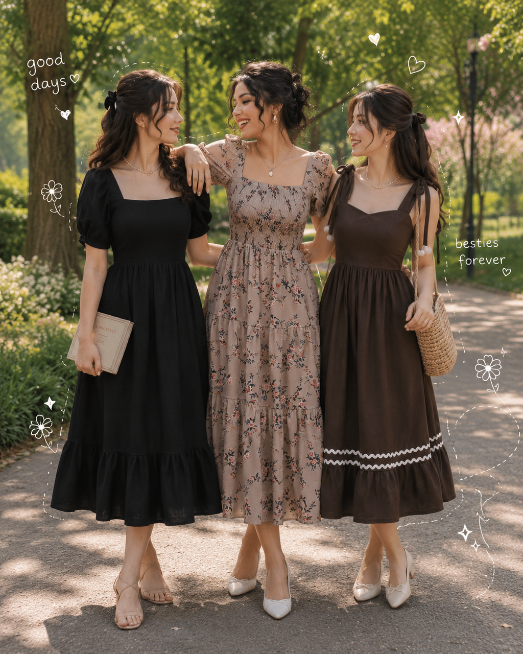 Chic Puff Sleeve Midi Dress – Elegant Casual Wear for Women