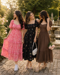 3 Stylish Midi Dresses Combo for Women – Floral & Classic Collection