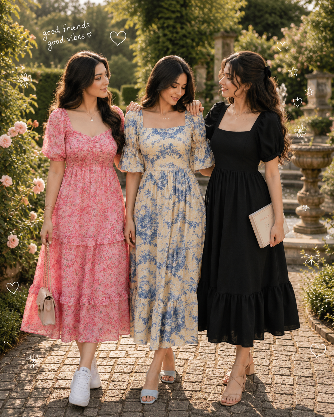 Bloom & Grace 3-Piece Midi Dress Combo – Elegant Dresses for Women
