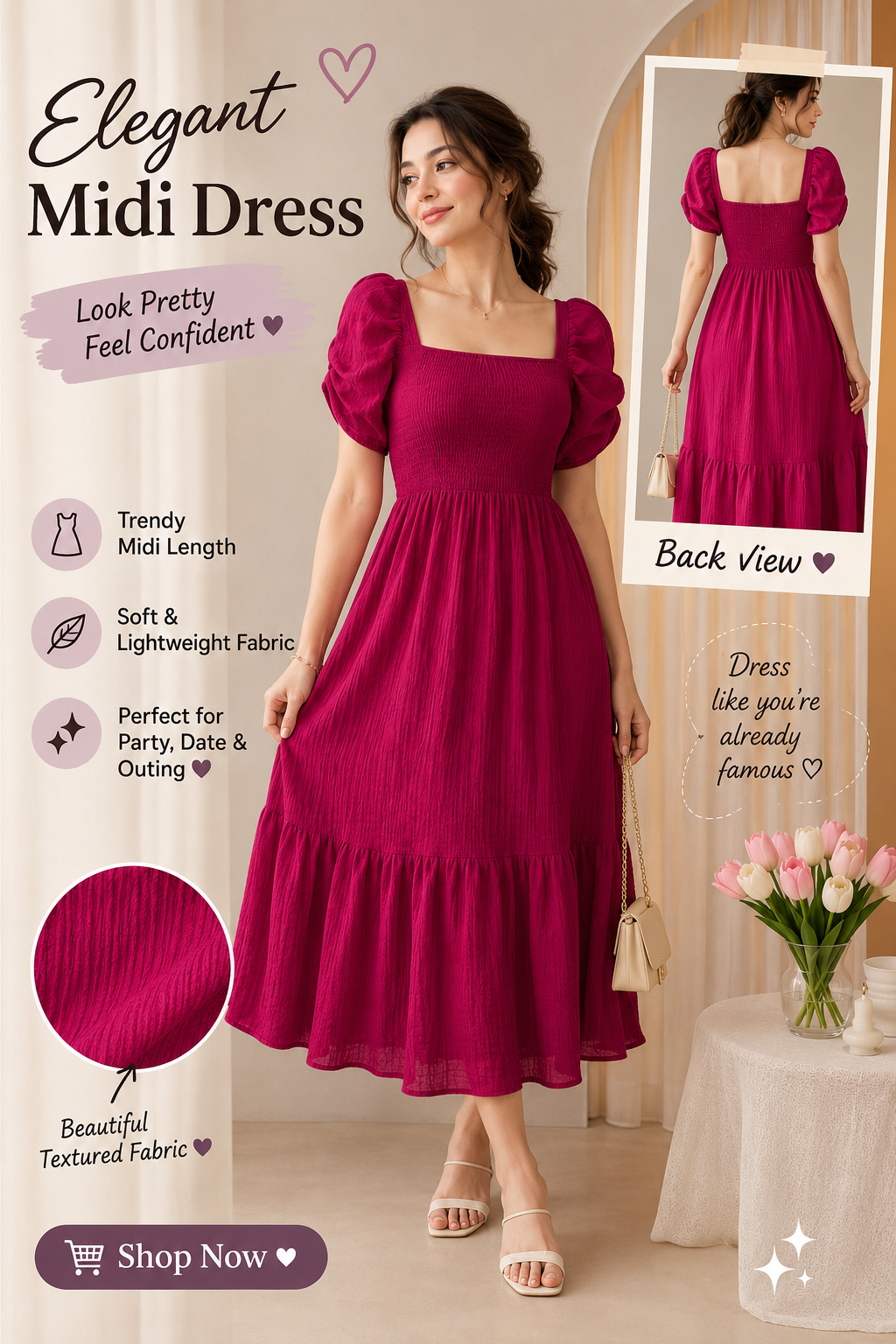 Elegant Best Friends 3-Piece Midi Dress Combo – Chic Floral & Solid Styles for Women
