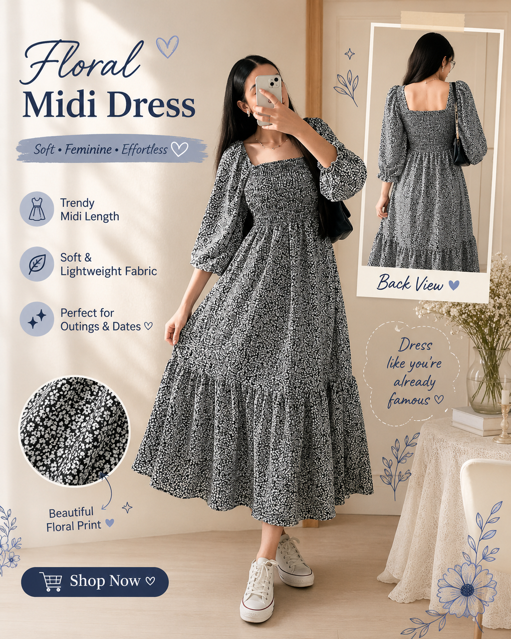 Elegant Best Friends 3-Piece Midi Dress Combo – Chic Floral & Solid Styles for Women