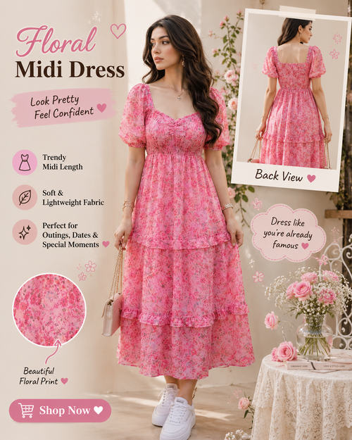 Bloom & Grace 3-Piece Midi Dress Combo – Elegant Dresses for Women