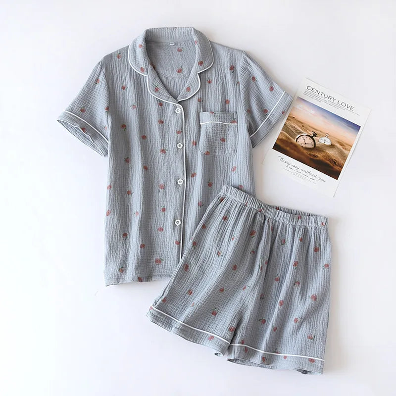 Elegant Korean Style Floral Pajama Co-Ord Set 2-Piece Combo