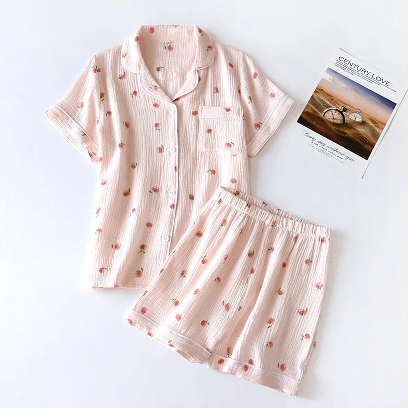 Elegant Korean Style Floral Pajama Co-Ord Set 2-Piece Combo
