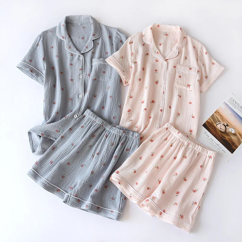 Elegant Korean Style Floral Pajama Co-Ord Set 2-Piece Combo