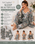 5-Piece Elegant Floral Satin Nightwear Set for Women